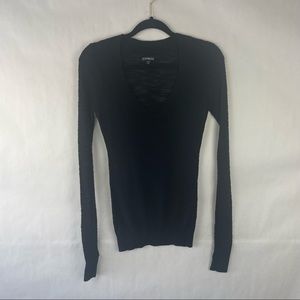Express V-neck Sweater Knit Long Sleeve Black Size XS